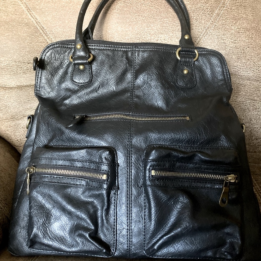 Faux leather black purse
